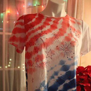 Cute Red White and Blue 4th of July shirt Fireworks